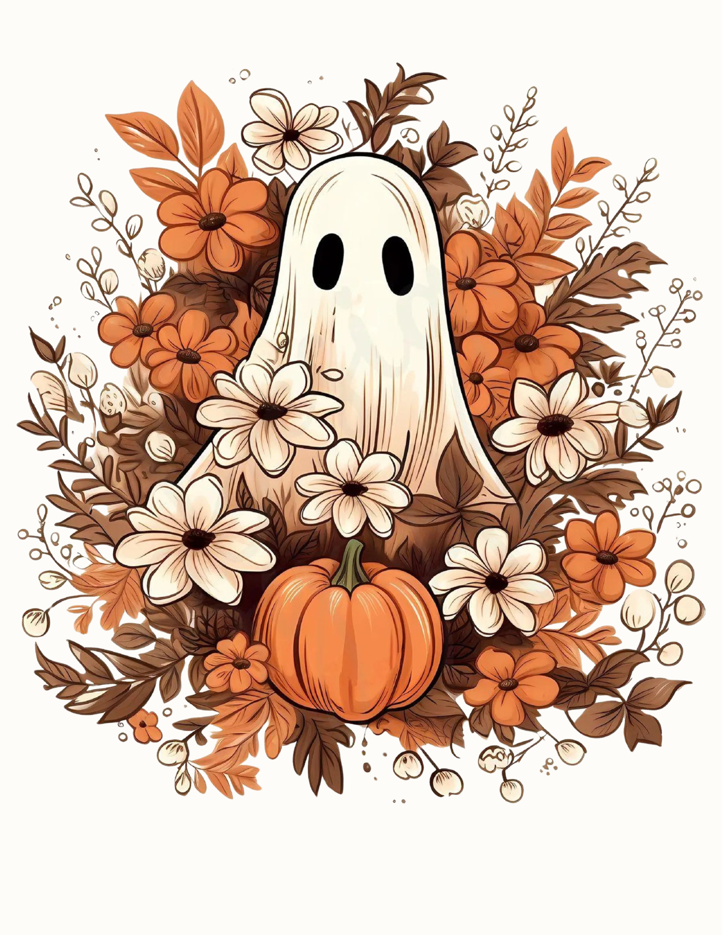 Cute Ghost Pumpkin Floral