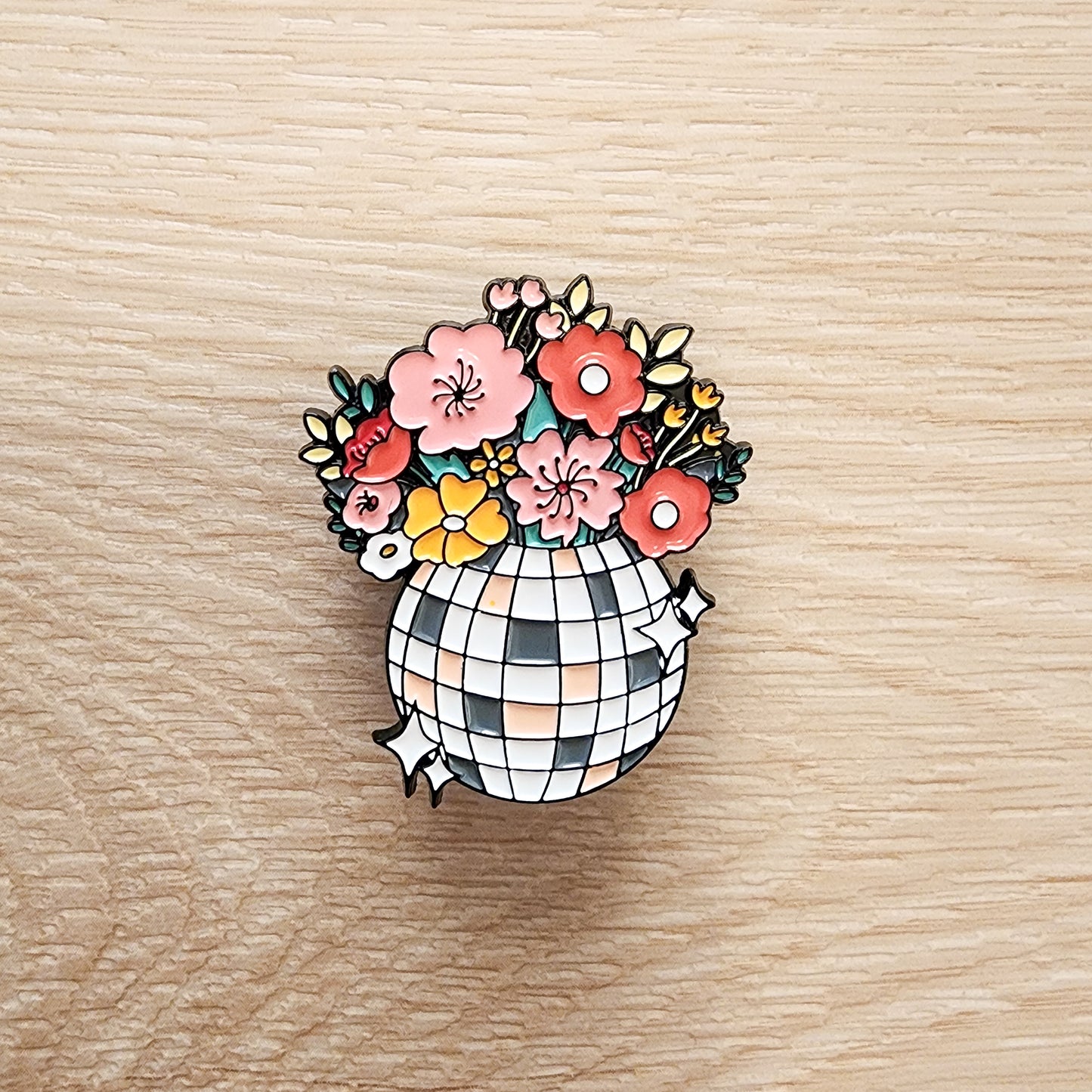 Floral Disco Ball Enamel Pen