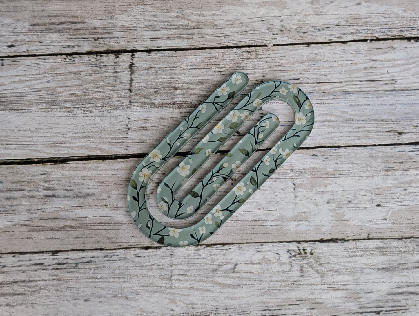Green Floral Paperclip Bookmark