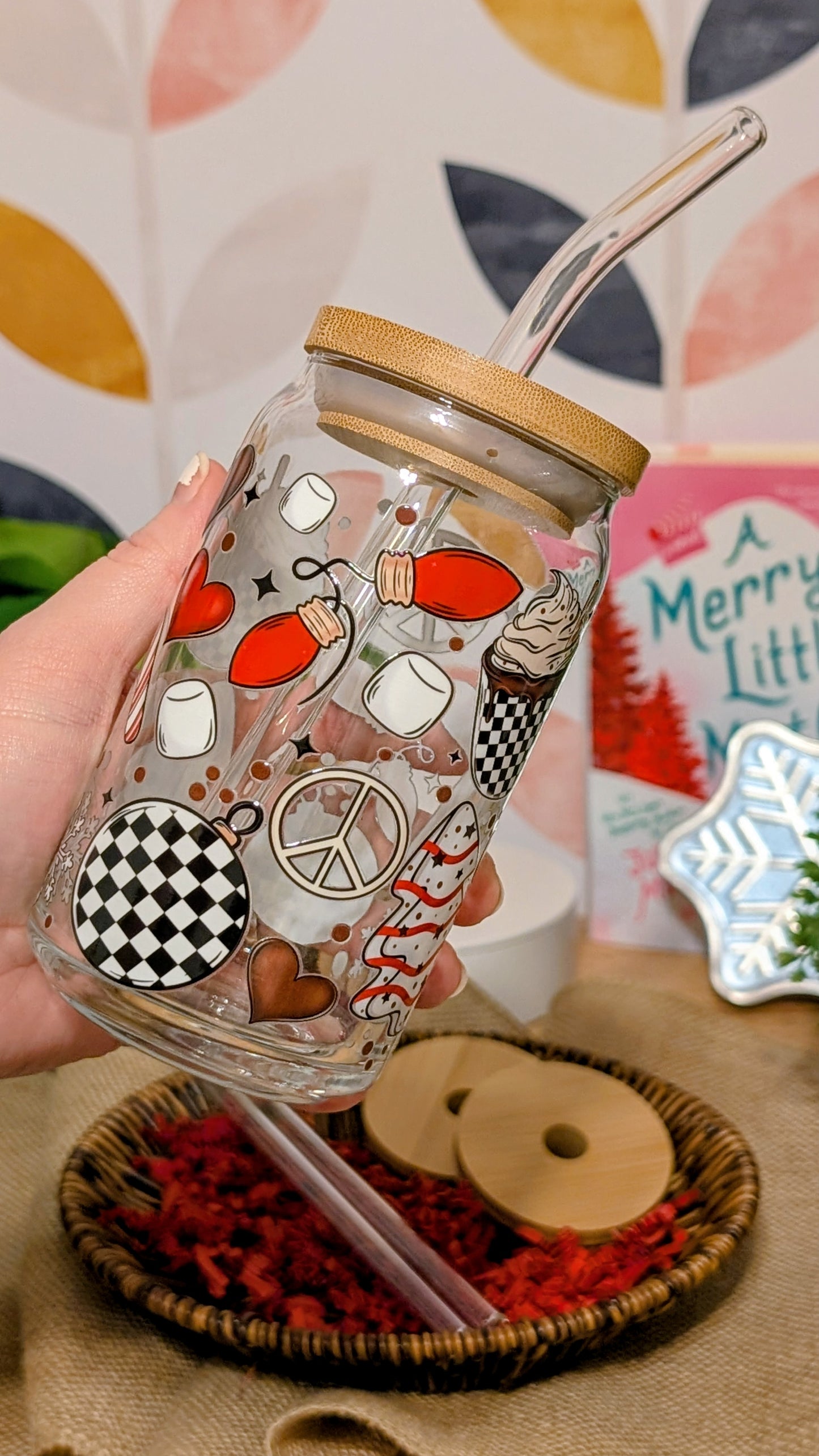 Christmas Checkered 16oz Libbey