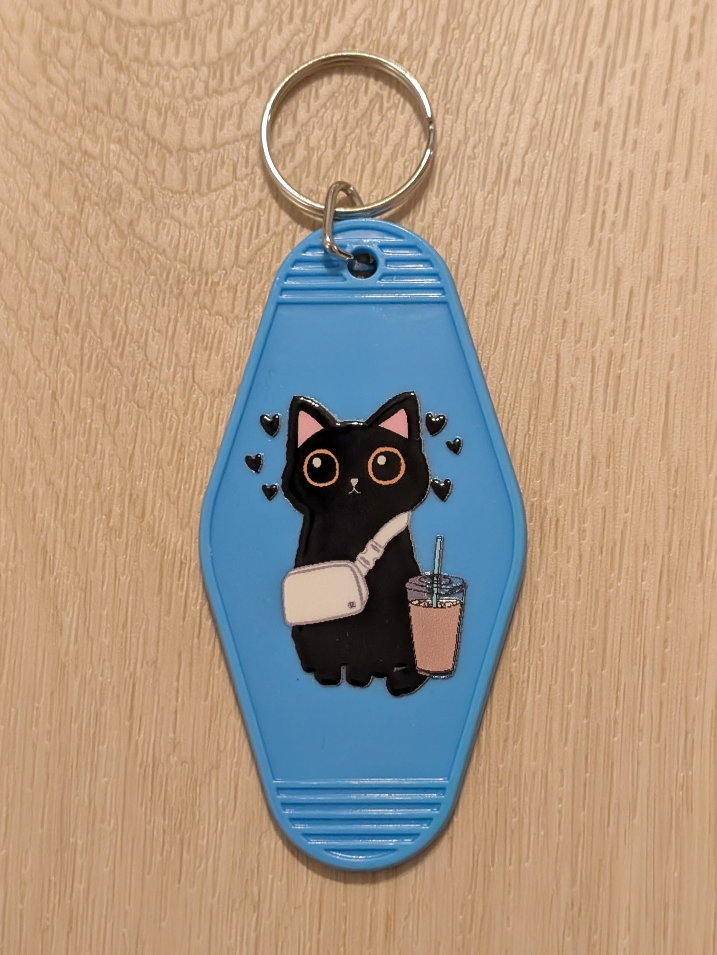 Trendy Black Cat Motel Keychain