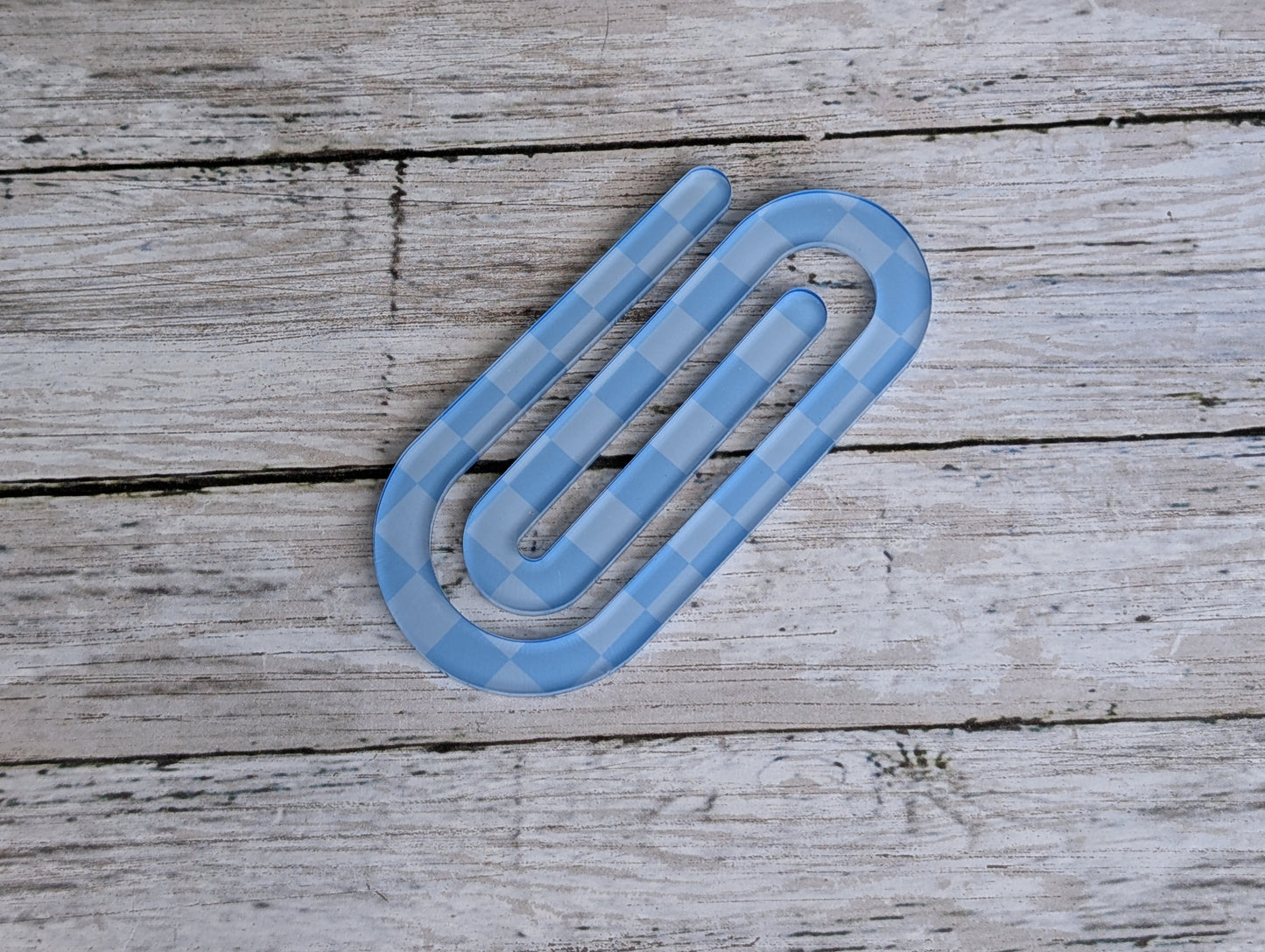 Blue Checkered Paperclip Bookmark