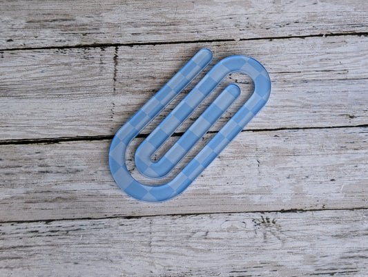 Blue Checkered Paperclip Bookmark