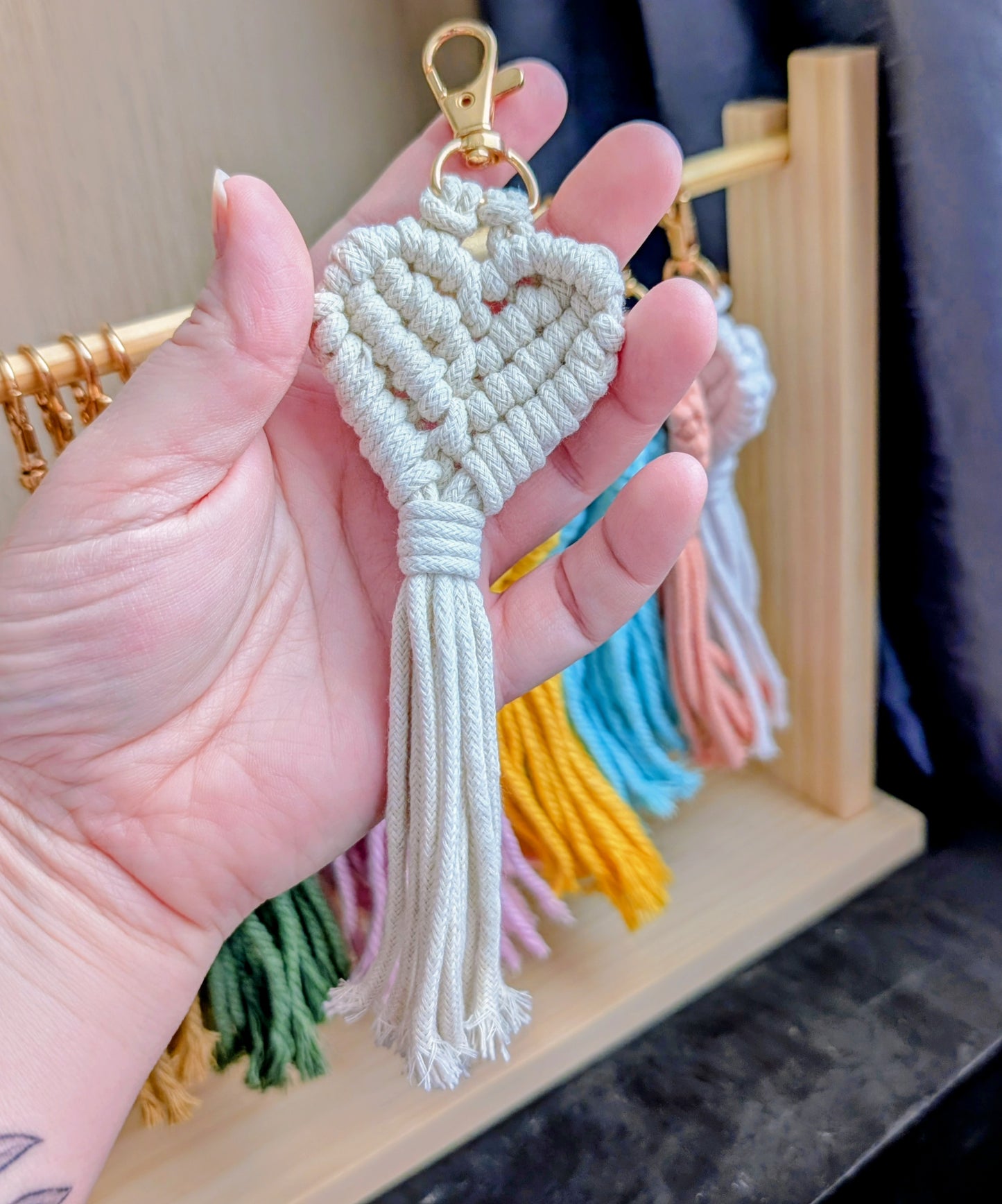 Sweetheart Macrame Heart Keychain