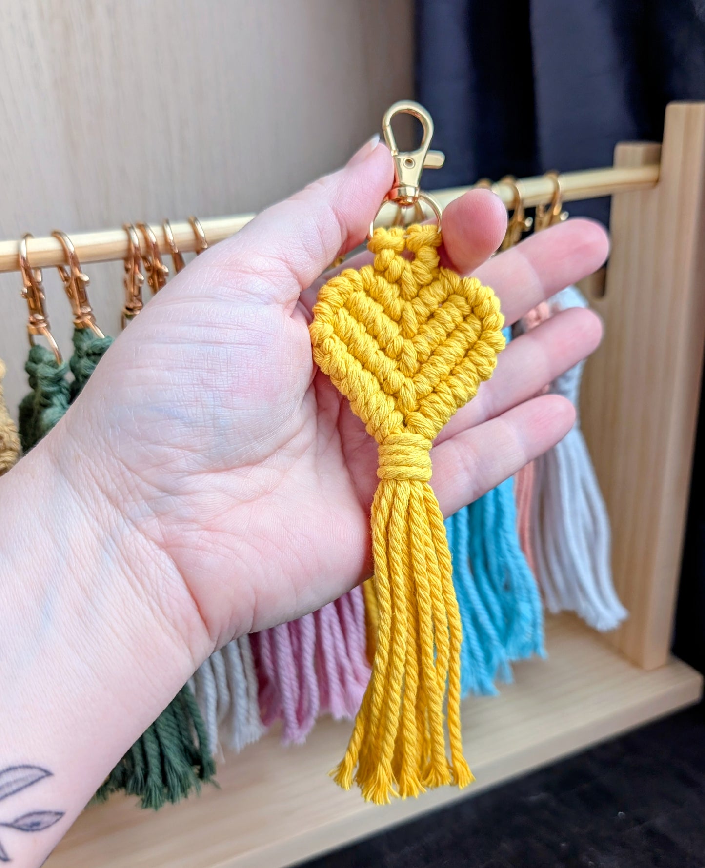Sweetheart Macrame Heart Keychain