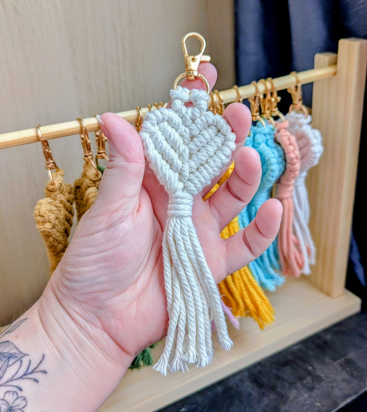 Sweetheart Macrame Heart Keychain