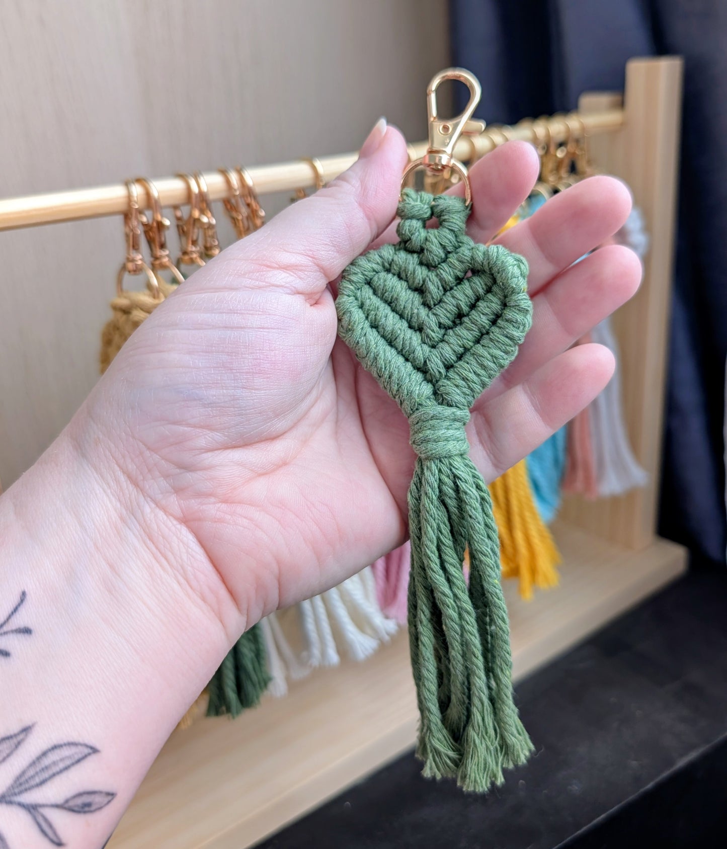 Sweetheart Macrame Heart Keychain